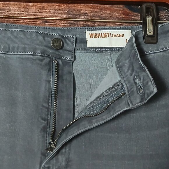 Wishlist Jeans Size L High Rise Super Flare Bell Bottom Gray Denim Stretch - Picture 6 of 9